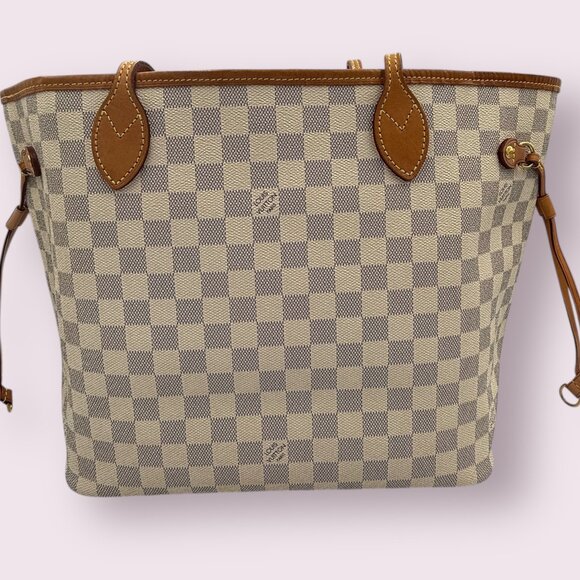 Louis Vuitton Damier Azur Neverfull MM with Pink Ballerine - Picture 2 of 8